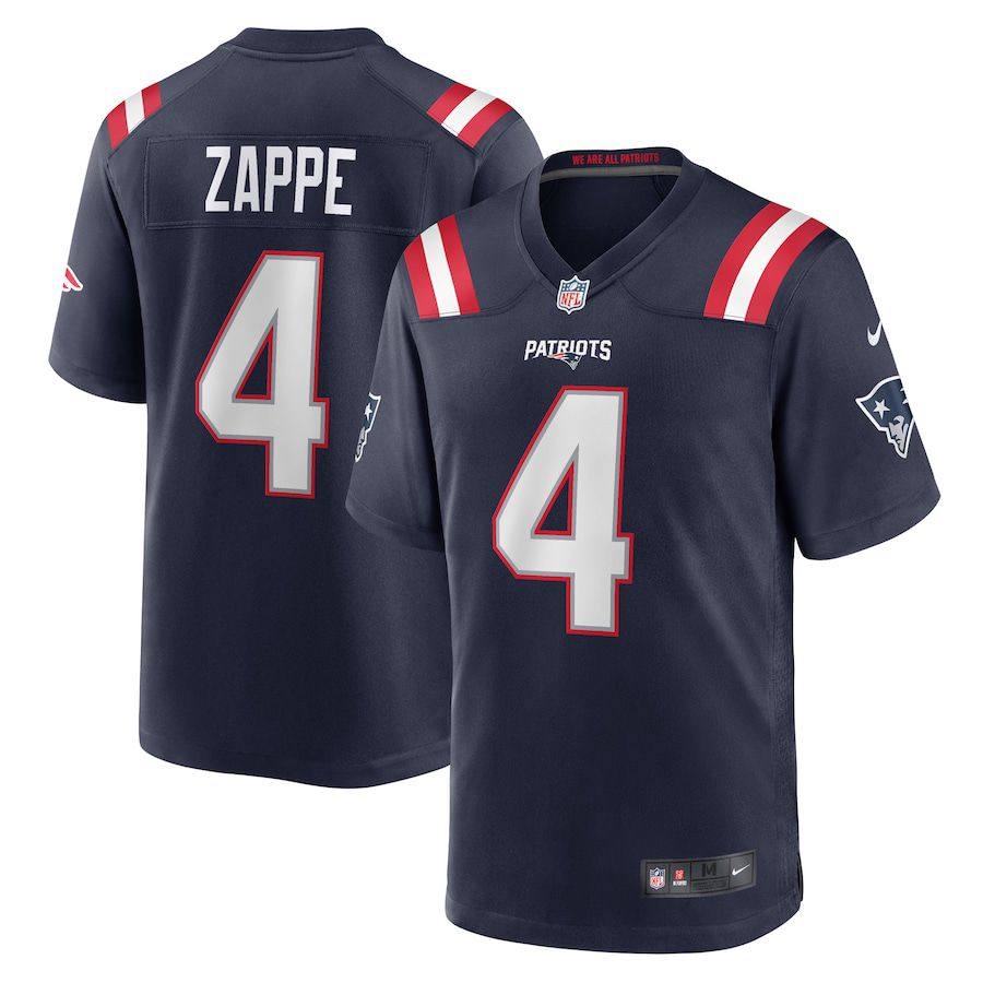 Men New England Patriots 4 Bailey Zappe Nike Navy Game Player NFL Jersey